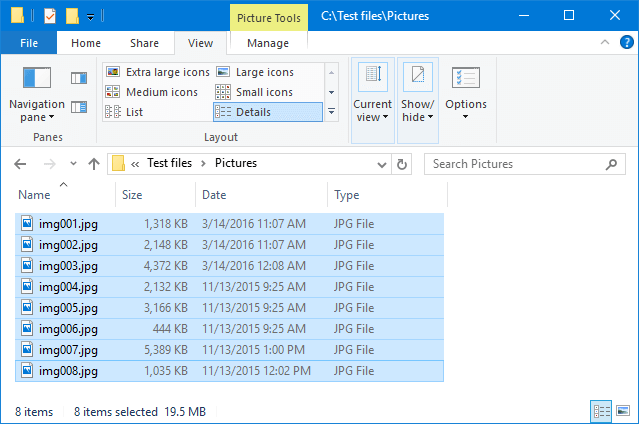 Picture files after optimization: 19.5 MB