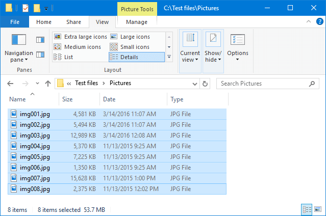 Picture files before optimization: 53.7 MB